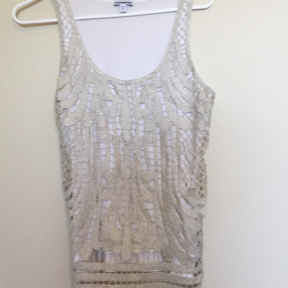 Express white/gold lace top